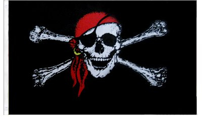 Piraten Flagge Totenkopf Fahne mit Rottuch 150 x 90 cm
