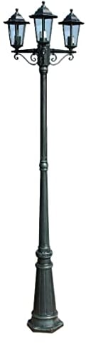 vidaXL Farola de Jardín con 3 Lámparas 215 cm Aluminio Verde Oscura Luz Patio