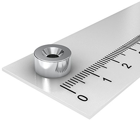 Neodym-Magnet Disc 50 x 10 x 5 mm mit 3,4 mm Bohrung und reduzieren Klasse N40 vernickelt