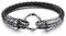JewelryWe Schmuck Herren Männer Armband, Leder Edelstahl, Herrschsüchtige Drachen Ring Geflochten Armreif, Schwarz Silber