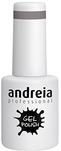 Andreia Semi-Permanent Nail Gel Polish for UV/LED Lamp - Intense Shine and 4 weeks Lasting Manicure Nail Gel Varnish - Colour 275 Grey - Soft Shades of Nude 10.5 ml