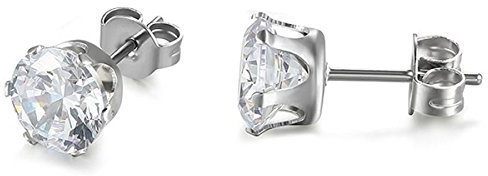 JewelryWe Zirkonia Ohrstecker Ohrringe Damen: 4mm Silber Edelstahl Gestüt Ohrringe mit Rund klarem Zirkonia Hypoallergen Klein Schlafen Ohrschmuck Geschenk für Frau Mädchen