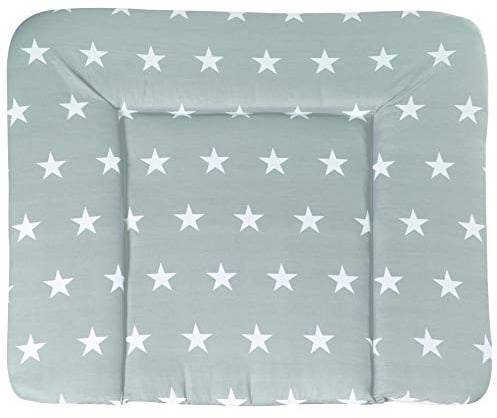 roba Folien Wickelauflage Little Stars - 85 x 75 cm - Wickelunterlage phthalatfrei mit Stern Design - Weiche Wickeltischauflage in Grau / Weiß