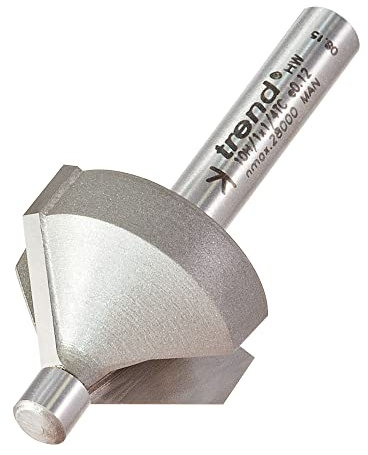 Trend Professional Pin Guided Chamfer Bevel Cutter, 10mm Cut Diameter & 14mm Cut Length, 1/4 Inch Shank, 5.5mm Guide Pin, 10H/1X1/4TC