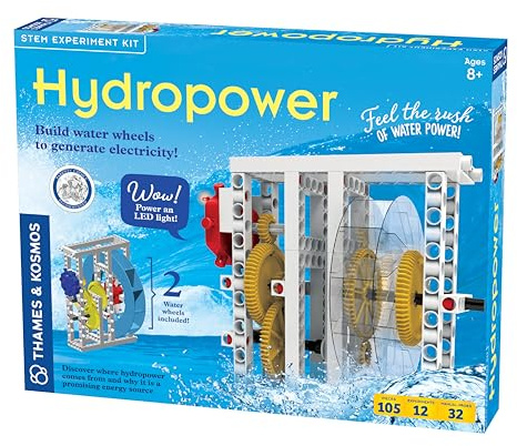 Thames & Kosmos , 624811, Hydropower, Experiment Kit, Renewable Energy Science Kit, Build Models to Harness The Energy of Water, 12 Experiments, Ages 8+