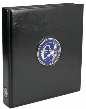 SAFE Premium Euro-Münzalbum – leerer 4-Ring-Binder | Schwarzer Premium-Ringbinder mit Metallplaketten für individuell gewählte Euro-Kurs- und Gedenkmünzblätter