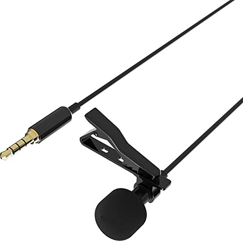 SABRENT Microphone PC jack 3.5mm Jack Audio avec Clip, Micro Cravate Interview Condensateur omnidirectionnel pour Smartphones Android, iPhone, Microphone JVC, autoradio, (AU-SMCR)