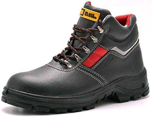 Black Hammer Mens Safety Boots Leather S3 SRC Black Steel Toe Cap Work Shoes Ankle 5993 (7 UK)