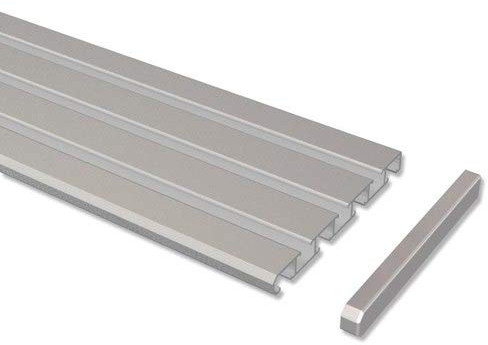 Interdeco Gardinenschienen Silber-Grau 3-/4-läufige Vorhangschienen aus Aluminium, Slimline, 320 cm