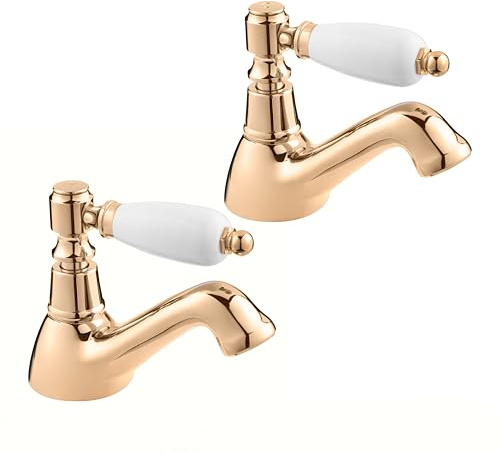 Deva Georgian Bathroom Bath Filler Taps - Gold Finish - Classic Single Lever Design 3/4 BSP - WRAS KIWA Approved - Traditional Bath Taps - GE02/501