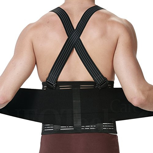 NEOtech Care Lendenstütze mit Trägern - Verstellbar - Abnehmbare Schultergurte - Schwarz (XL)