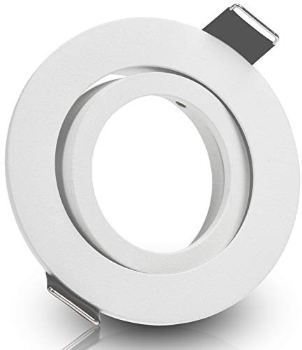 trendlights24 Bianco Decken Einbaustrahler Weiß matt rund für LED & Halogen 12V GU5.3 Niedervolt, ohne Leuchtmittel, Deckenspots schwenkbar 68 mm
