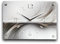 Designer-Wanduhr aus Stein (Keramik) Größe ca. 35x25cm mit flüsterleisem Uhrwerk Abstrakt (Silver Line, leises Funkuhrwerk)