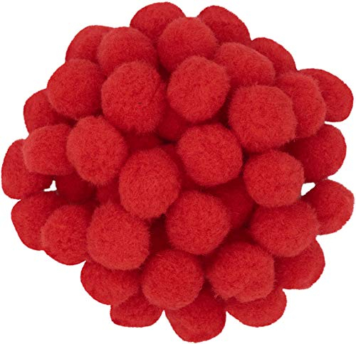 i-mondi® 50 pompons zum basteln rot in 25mm klein bastel zubehör pom pom bunt kugeln ponpons deko pompom plüsch