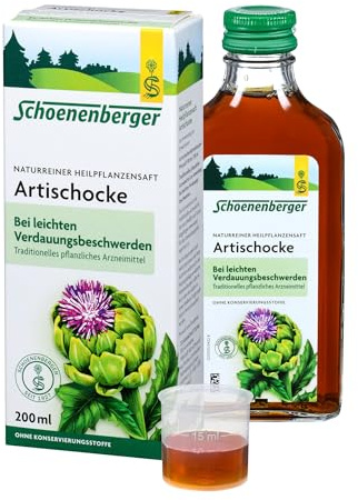 Schoenenberger Artischocke Heilpflanzensaft 200 ml | Naturreiner Heilpflanzensaft aus Artischocke, freiverkäufliches Arzneimittel zur Unterstützung der Verdauung