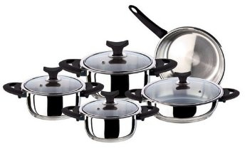 Kochtopf Topf Set 5 Teile mit Glasdeckel Induktion Edelstahl Töpfe Kochgeschirr