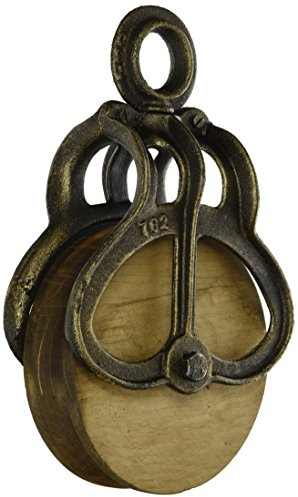 Design Toscano Vintage-Rad Bauernhofflaschenzug Industrielles Dekor, 25,5 cm, Vollfarbig.