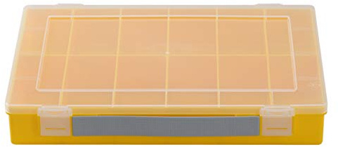 hünersdorff Sortimentskasten PP-Classic mit 12 Fächern | stabile Sortierbox für Schrauben und andere Kleinteile | feste Facheinteilung | 22,5 x 33,5 x 5,5 cm, gelb