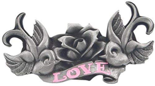 Piratenladen Love Buckle mit Vögeln & einer Rose - Gürtelschnalle