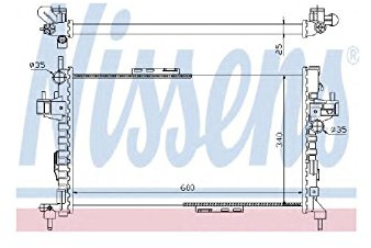 NISSENS Kühler Motorkühlung Kühler Wasserkühler Motorkühler Netzbreite 341mm Netzlänge 600mm Netztiefe 23mm 63094