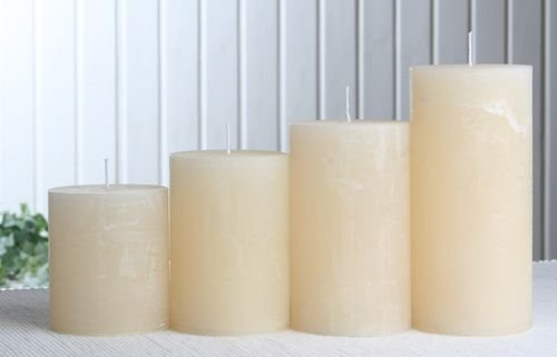 Birsppy Rustik-Stumpenkerzen-Adventsset, groß, 7 cm Ø, Creme