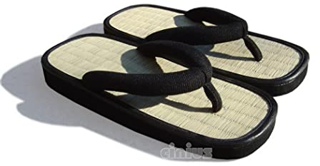 cinius Sandales japonaises Zori Tongs,Noir,37 EU