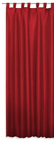 Haus und Deko Schlaufenschal Alex halbtransparent Vorhang seidig glänzend Übergardine Schlaufen Gardine ca.140x245 cm #1384 rot
