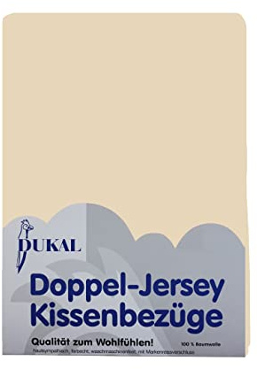 Dukal | Kissenbezug 70 x 90 cm | aus hochwertigem DOPPEL-Jersey | 100% Baumwolle | Farbe: Natur
