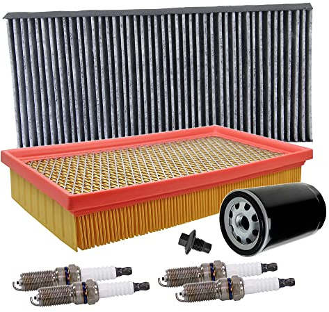 BESTPRICE Inspektionspaket Filterset mit 1x Innenraumfilter, 1x Ölfilter, 4x Zündkerze, Kompatibel mit FORD FOCUS 1 Mk1 (DAW, DBW) (DNW) (DFW) (DNW), TOURNEO, TRANSIT CONNECT (P65_, P70_, P80_)