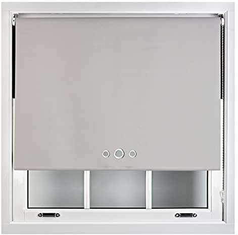 FURNISHED Blackout Roller Blinds Made to Measure With Triple Eyelets & Metal Fittings - Grey Up to 240W x 165H cm