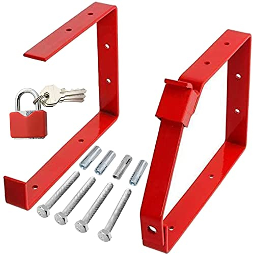 Spares2go Soportes de Pared con Cerradura con candado en Color Rojo