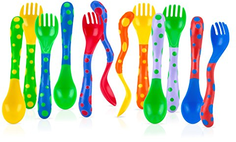Nuby 4 cuillères et fourchettes. Les couleurs peuvent varier