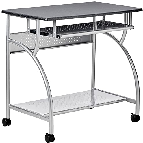 Safco 947ANT Mobiler Rollarbeitsplatz – Anthrazit-Metallic-Grau, robuster Stahlrahmen, Lenkrollen, Computertisch mit Tastaturablage, tragbarer Heimbüro-Schreibtisch, Grau