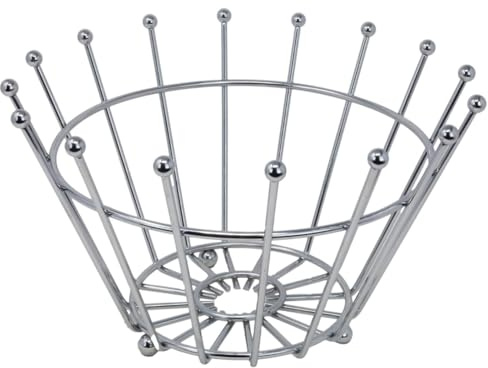 APOLLO The HOUSEWARES Brand Chrome Fruit Bowl Crown, Round, Durable Chrome Wire, Size: 36x19cm, Chrome