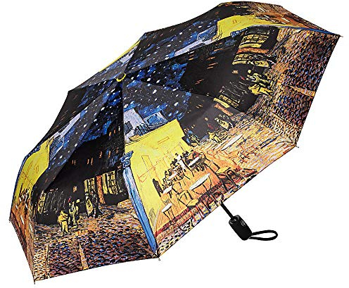 VON LILIENFELD Taschenschirm Regenschirm Vincent van Gogh: Nachtcafé Windfest Auf-Zu-Automatik Stabil Leicht Kompakt Kunst