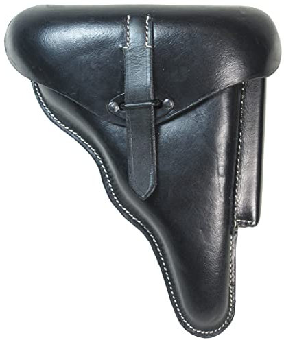Hochwertiges P38 Hartschalen-Luger-Holster – schwarzes Leder – WW2 Reproduktion