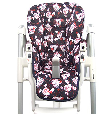 Babys-Dreams Sitzkissen Ersatzbezug für Peg Perego Prima Pappa Diner *20 FARBEN* NEU (Bärchen Rot) XX