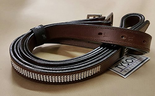 Tysons Breeches Glitzer Steigbügelriemen Leder Braun o Schwarz 145 155 cm Bling - Art Strass Bügelriemen (155 cm, Braun)