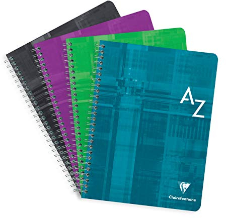 Clairefontaine 8999C - Vokabelheft / Adressbuch 17x22cm mit Doppelspirale, 90 Blatt kariert 90g, farbig sortiert, 1 Stück