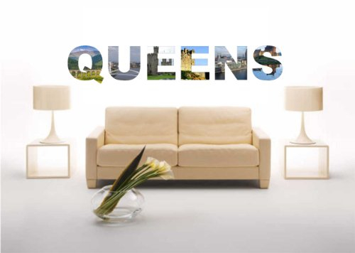Indigos UG Wandtattoo Wohnzimmer - Wandsticker - Wandaufkleber - Aufkleber - Stadt Name Queens mit einigen Sehenswürdigkeiten 100 cm - zur modernen Wandgestaltung im