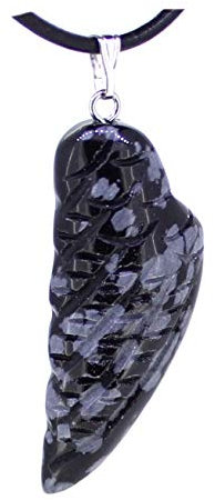 Schneeflockenobsidian Anhänger Engelsflügel mit Öse, Edelstein Kettenanhänger