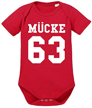 clothinx Mücke 63 - Der Bulldozer - Mücke ist ein italienischer Fischer und ehemaliger American-Football-Profispieler - Kult Film-Design Baby-Body Bio Rot Gr. 74-80