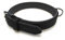 Lederhalsband für Hunde, Fettleder Hundehalsband gepolstert, Echtleder, schwarz Chrom Gr. 35