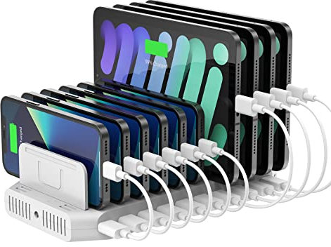 Unitek 96W 10 Ports USB Ladestation für mehrere Geräte mit 2*QC3.0 und Smart IC Organizer für Handys, Tablet und Andere USB Geräte