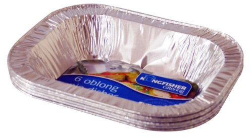 Kingfisher Foil Oblong Pie Dishes, Silver, Pack of 6