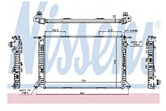 NISSENS Kühler Motorkühlung Kühler Wasserkühler Motorkühler Netzbreite 470mm Netzlänge 720mm Netztiefe 32mm 60319