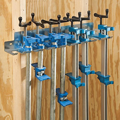 Rockler Pipe Clamp Rack (24-5/8”) - Bar Clamp Rack to Store Clamps - Heavy Duty - Galvanized Steel Clamp Rack – Store 9 Clamps up to .30” Wide Securely on Wall