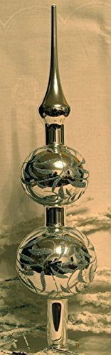 Jingle Bells Lauscha Christbaumspitze Elegance Silber mundgeblasen handbemalt