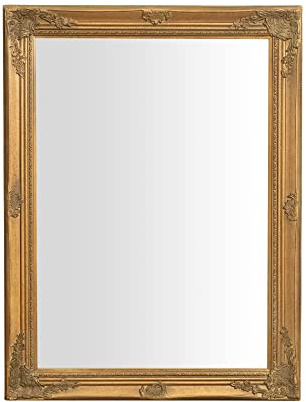 Biscottini Wandspiegel 62x4x82cm vertikal/horizontal - Spiegel antikiertem goldenem Finish - Ganzkörperspiegel Gold - Badspiegel barock