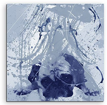 Mops Art 60x60cm - Wandbild als Kunstbild Malerei Fotoleinwand fertig auf Keilrahmen direkt vom Künstler